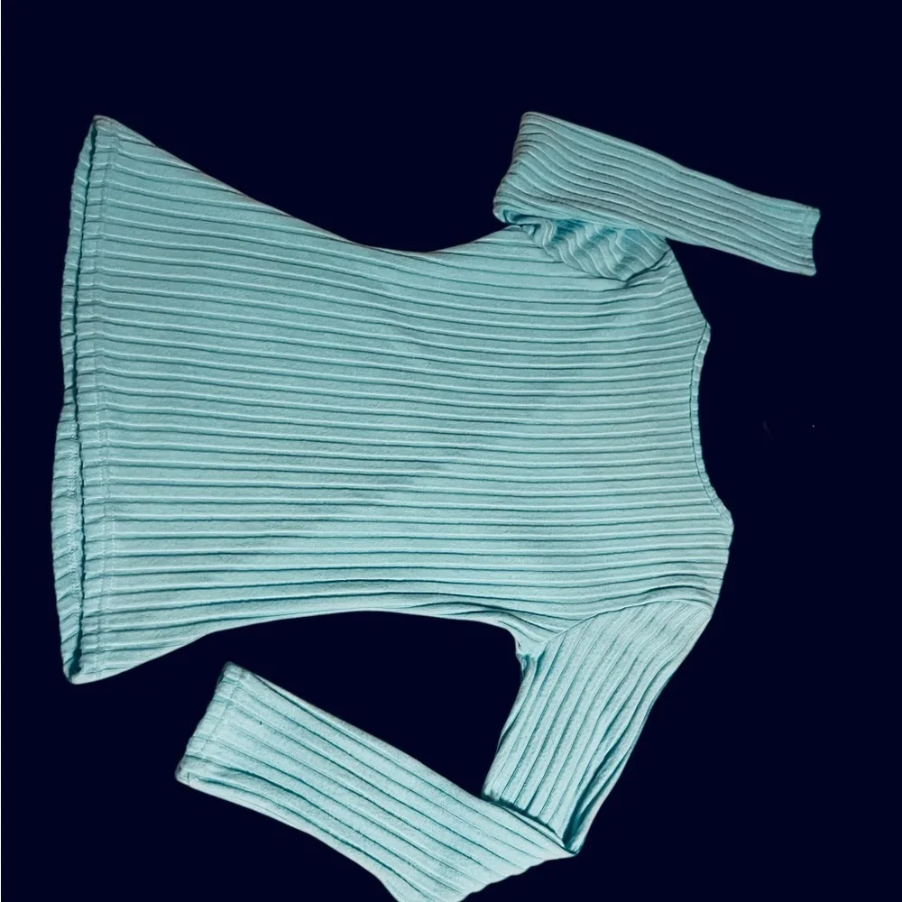 Light Blue Ribbed Wrap Top - Picture 2 of 6